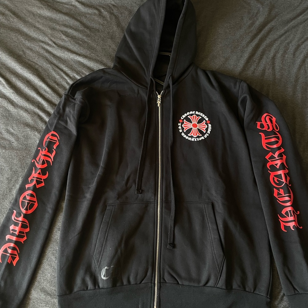 Chrome Hearts Made in Hollywood Red cross zip up Hoodie